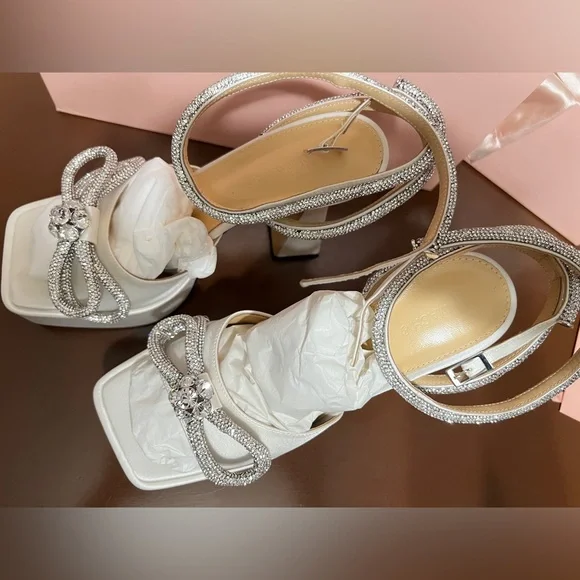 MACH & MACH Silver and White Crystal Heels - Picture 3 of 5